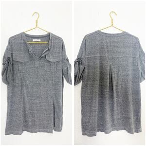 Free People We The Free Gray Oversized Tunic Pockets Size Small Heathered